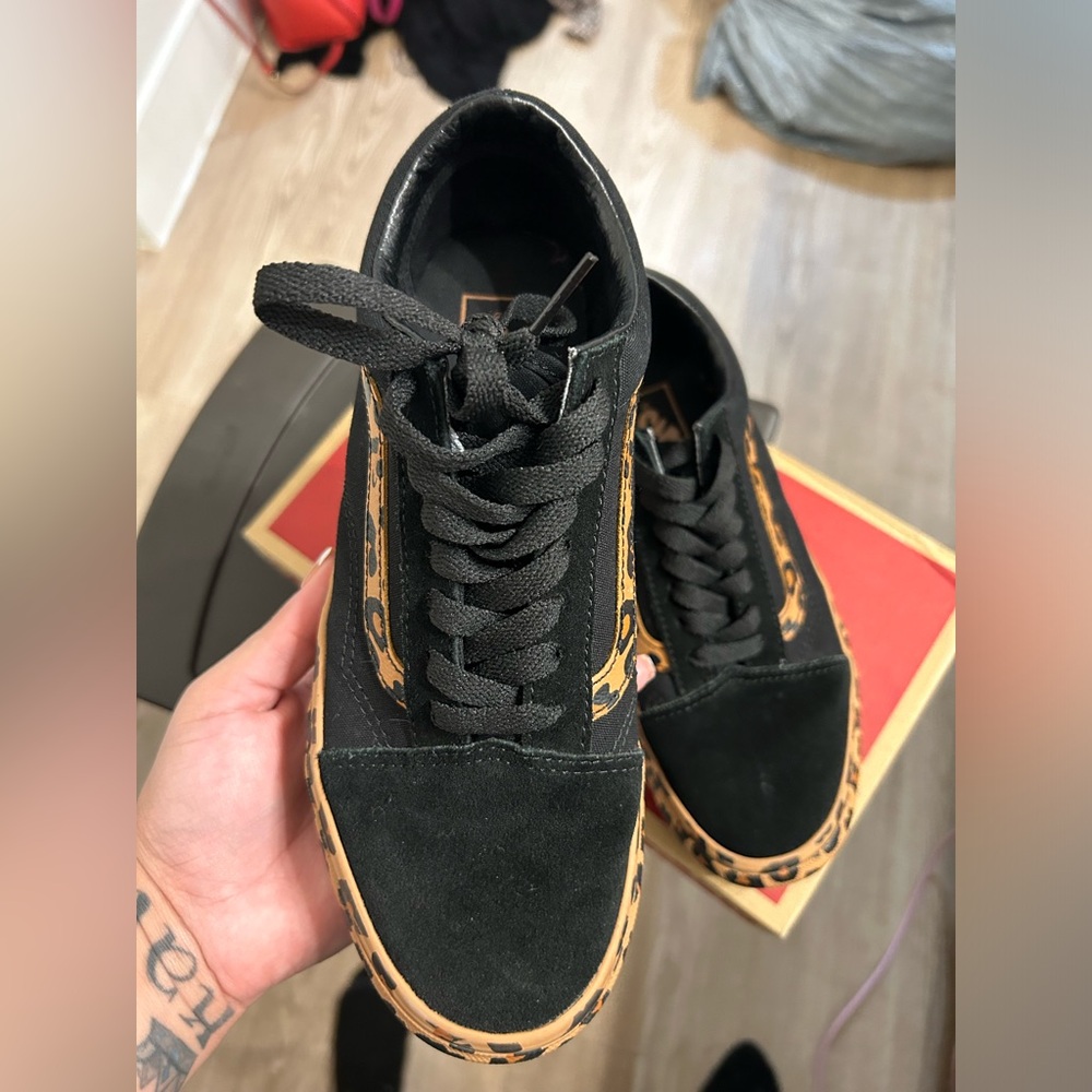 Black cheetah vans